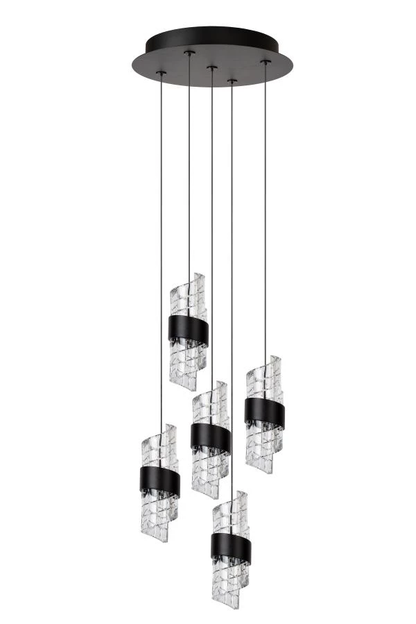 Lucide KLIGANDE - Hanglamp - Ø 30 cm - LED Dimb. - 5x8W 2700K - Zwart - uit